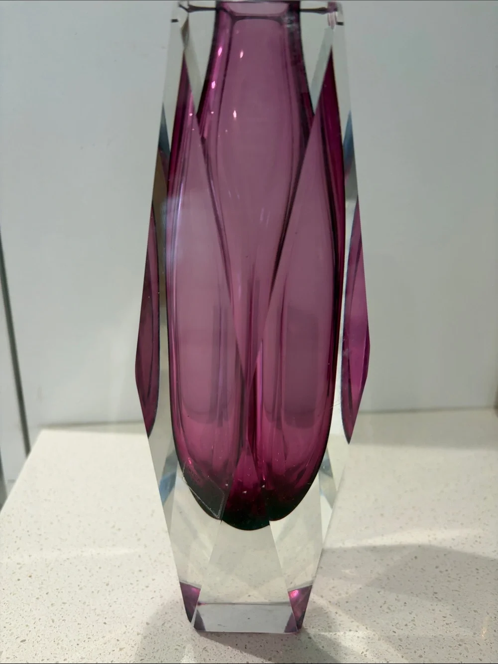 Vintage 1960, Formica Veti di Murano Purple Glass Vase - Elegant Home Accent